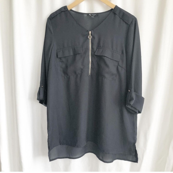 Lily Morgan black sheer blouse | Size M | GUC some - Picture 1 of 4